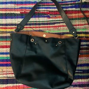 black leather purse